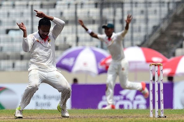 Shakib celebrates a wicket during the Test