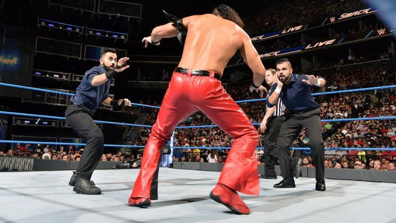 Shinsuke Nakamura methodically taking out the numbers game employed against him by Jinder and co.