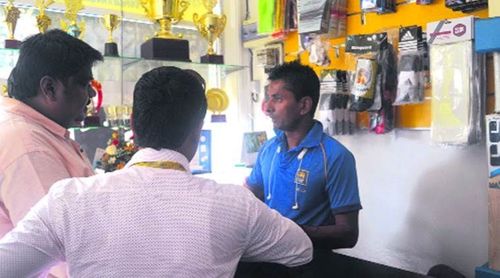 Upul Chandana selling sports goods