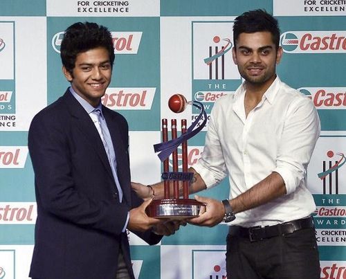 Unmukt Chand and Virat Kohli, two of India's U-19 WC winning captains at a promotional event