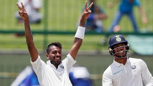 Hardik Pandya celebrates after scoring his century