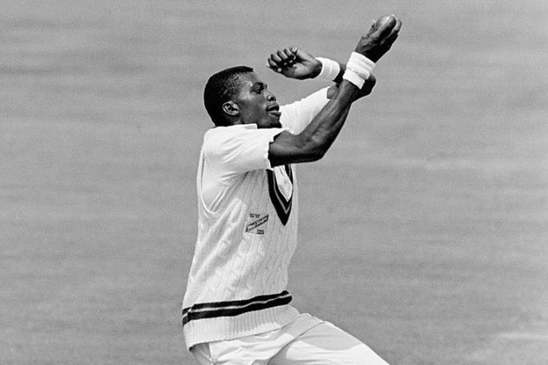 Curtly Ambrose bowling for West Indies