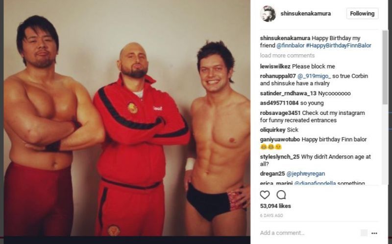 Enter captionNJPW throwback photo featuring three current WWE Superstars!