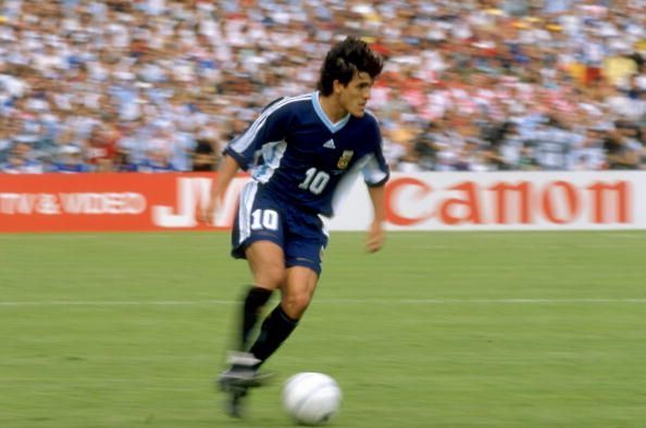 Ariel Ortega of Argentina runs with the ball