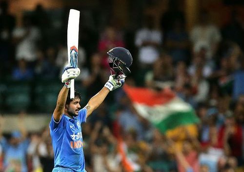 Manish Pandey celebrates after scoring a ton