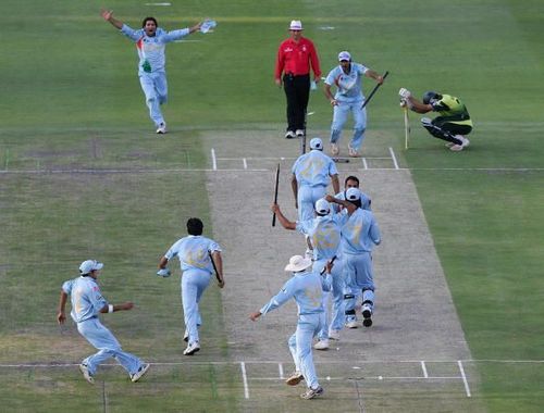 Scenes at the Wanderers after Sreesanth took the catch