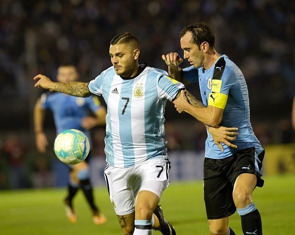 Diego Godin and Mauro Icardi