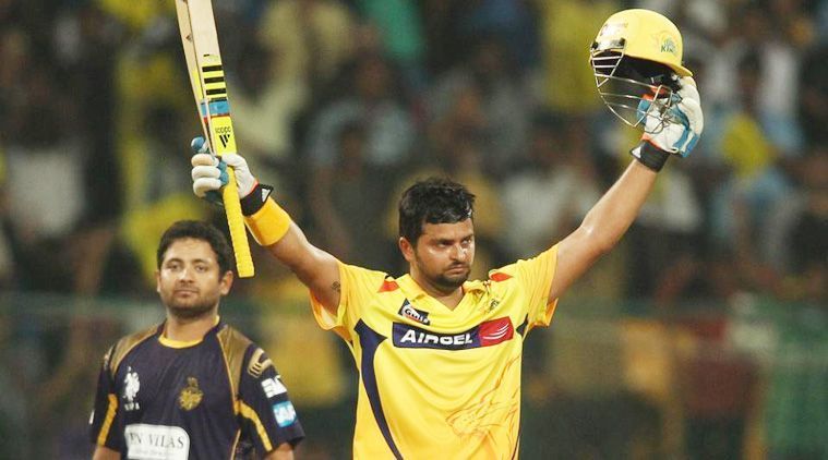 Suresh Raina after scoring a century in the 2014 Champions League T20 final