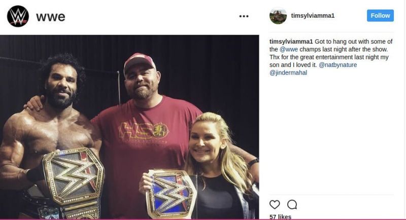 Tim Sylvia with Jinder Mahal and Natalya