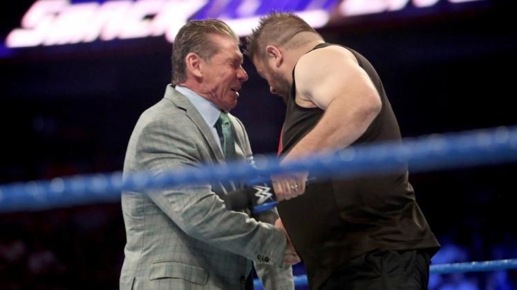 KO hurt Vince McMahon multiple times after flooring him with a huge headbutt.