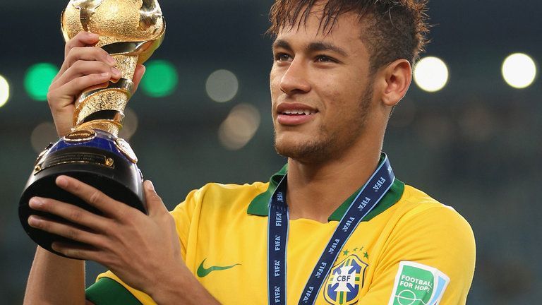 Neymar with the Confederations Cup