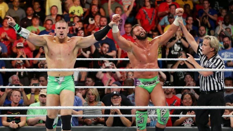 The Hype Bros after winning their match against the Colons at Money in the Bank