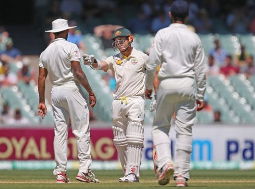 Dhawan and Warner had a few words to say to each other