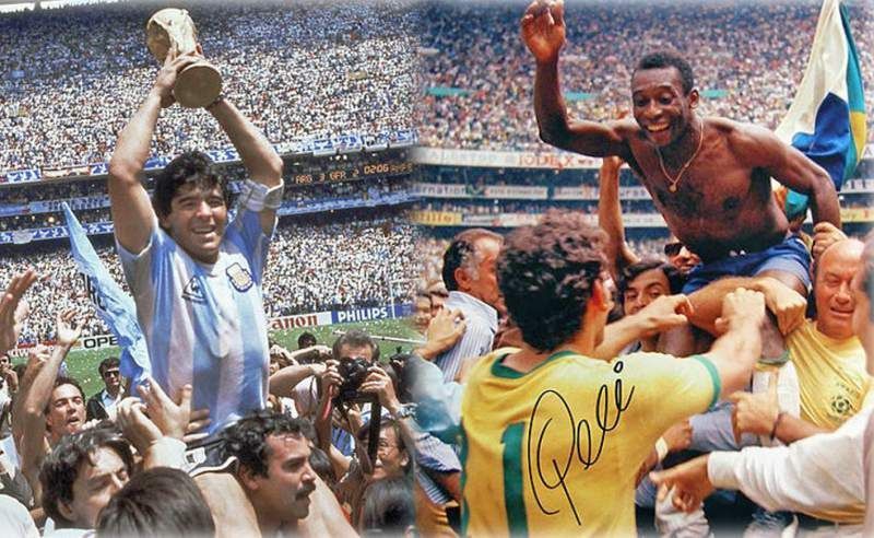 Diego Maradona and Pel&Atilde;&copy; have both lifted the World Cup at the Estadio Azteca