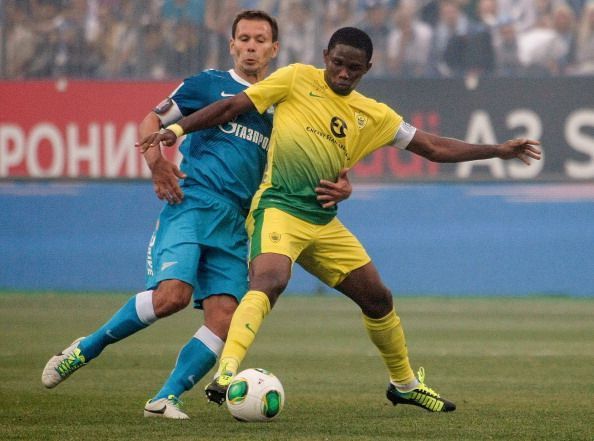 Samuel Eto&#039;o in action for Anzhi