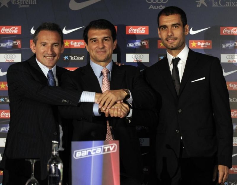 Pep Guardiola unveiled as the manager of FC Barcelona in 2008