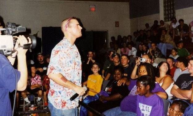 A rare picture of CM Punk at The Lunatic Wrestling Federation