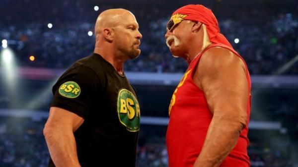 Hulk Hogan and Stone Cold in the ring at Wrestlemania 30