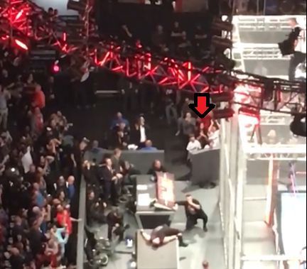 Shane McMahon's family watch on as he prepares to jump off of the cage