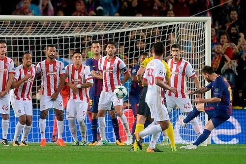 Barcelona 3-1 Olympicaos highlights Messi goal