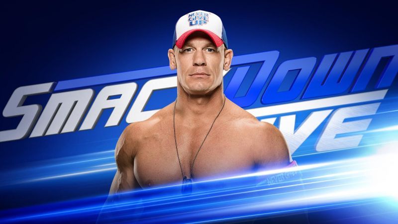 A graphic of John Cena being drafted to SmackDown