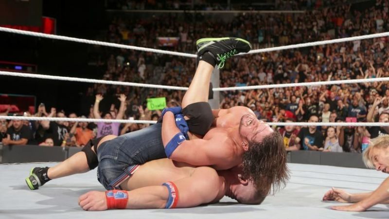 AJ Styles pinning John Cena at Summerslam in 2016