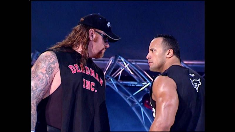 The Undertaker and The Rock face to face