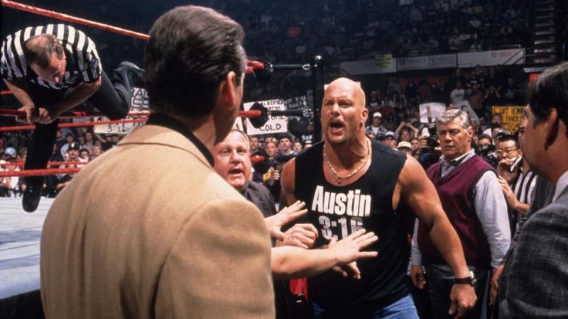 Stone Cold shouting at Vince McMahon
