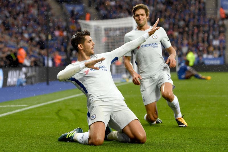 Alvaro Morata celebrates, almost Torres like!