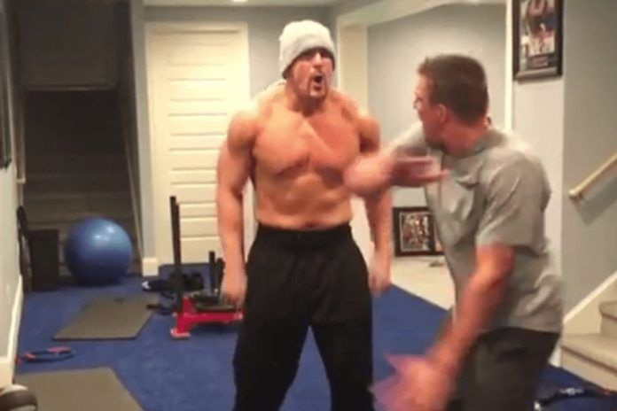 Rob Gronkowski chopping Mojo Rawley