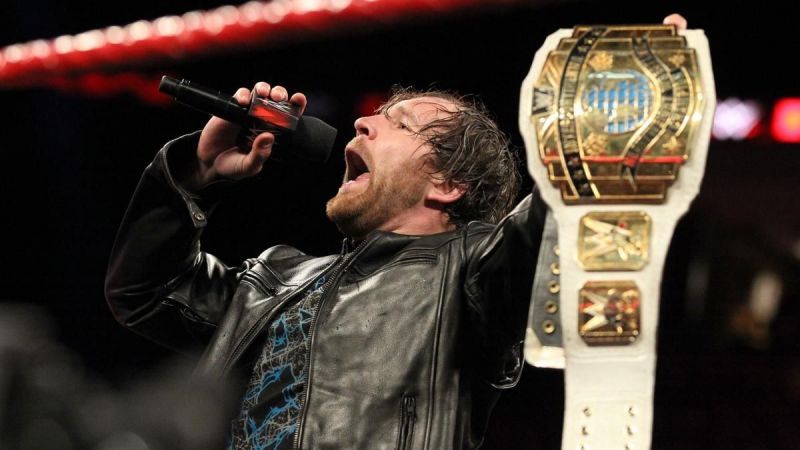 Dean Ambrose holding the Intercontinental Championship