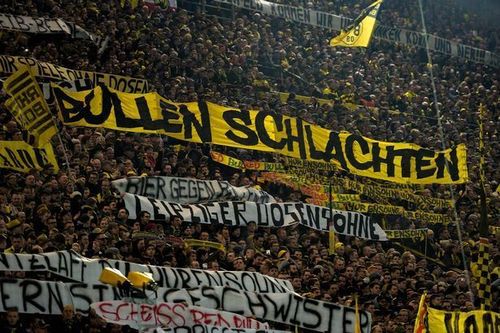 BVB's Yellow Wall with provocative messages aimed at Leipzig