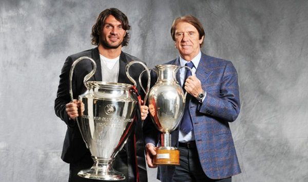 Father son footballers Paolo Maldini Cesare