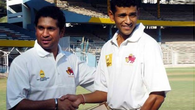 Amol Mazumdar (R) and Sachin Tendulkar