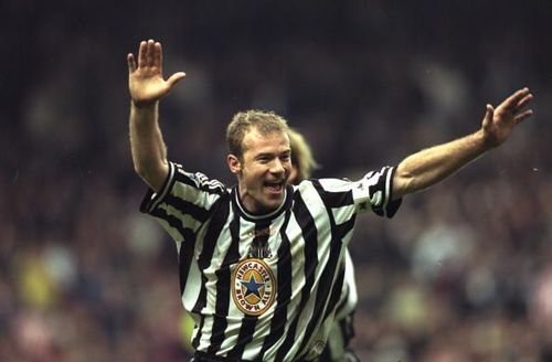 Alan Shearer celebrating scoring a goal