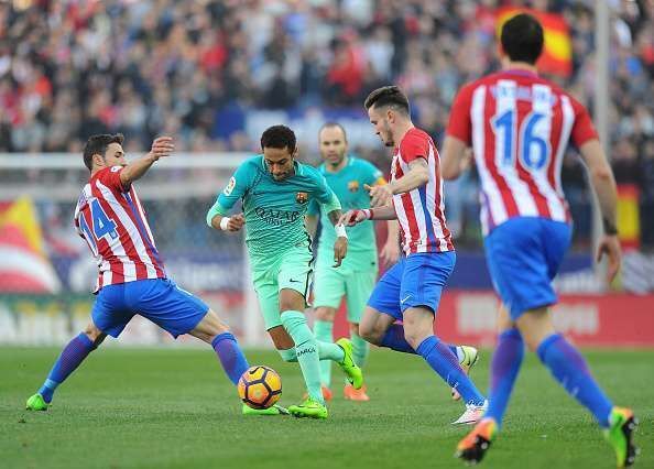 Atletico players working hard to regain possession