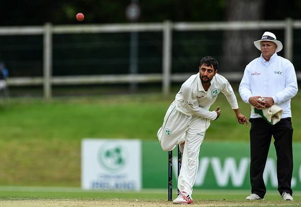 Simi Singh in action during the ICC Intercontinental Cup match between Ireland and Netherlands