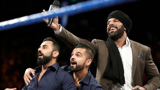 WWE World Jinder Mahal with the Singh Brothers