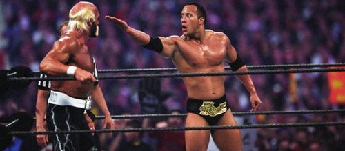 The Rock and Hulk Hogan face off at WrestleMania X-8