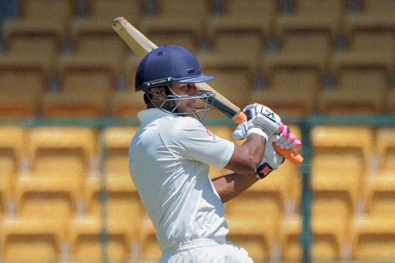 Mayank Agarwal in action during his three-hundred knock