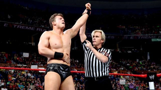 The  Miz having his hand raised in the ring