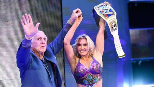 The Nature Boy came out to celebrate with his daughter on SmackDown Live