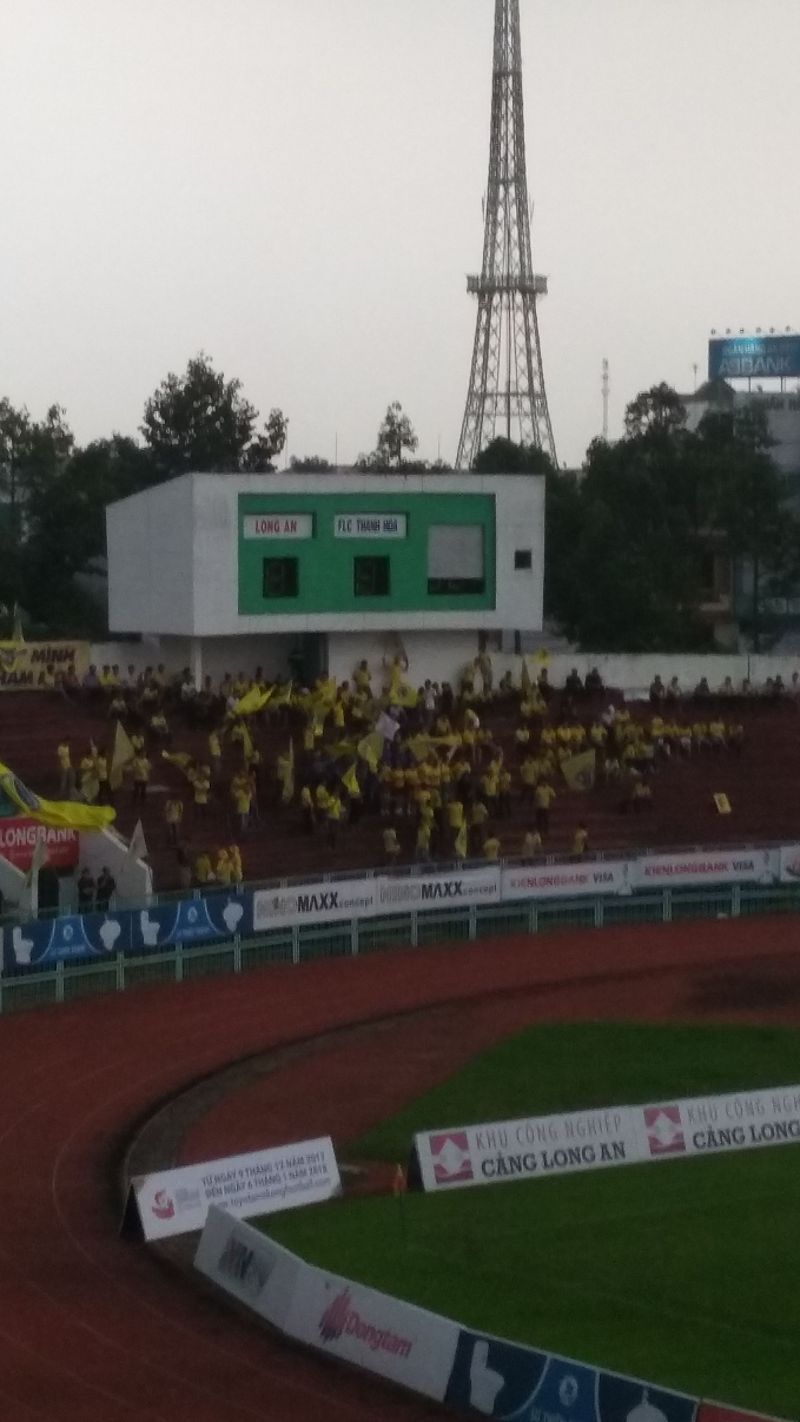 Thanh Hoa&#039;s away support at Long An, before the rain kicked in. 