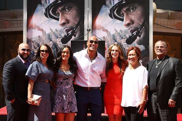 The Rock with some of his family.