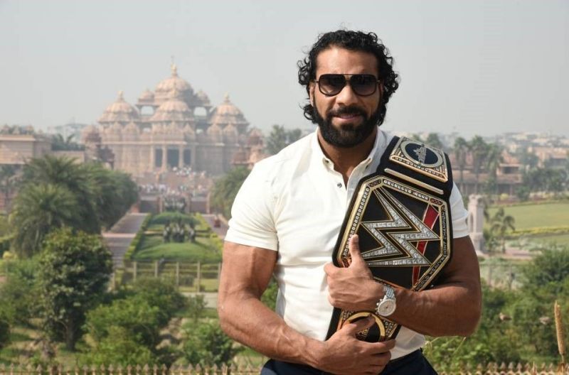 Jinder Mahal at the Akshardham temple in India