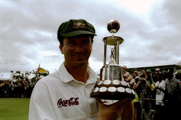 Fourth Test Steve Waugh with the Frank Worrell trophy