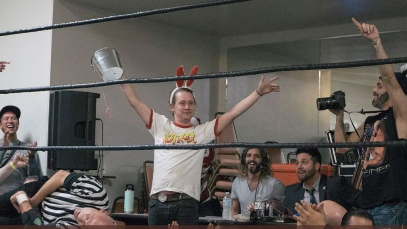 Macaulay Culkin got involved in a wrestling match at a Bar Wrestling show