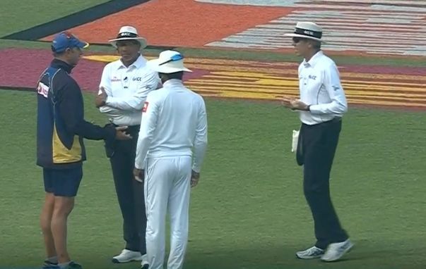 Nic Pothas came to the field to explain what was happening to the two on-field umpires