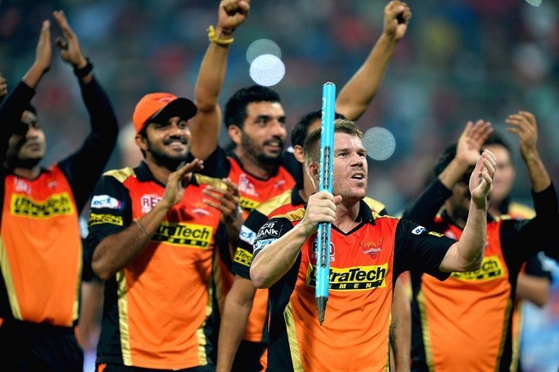 Sunrisers Hyderabad players celebrating after winning the title in 2016