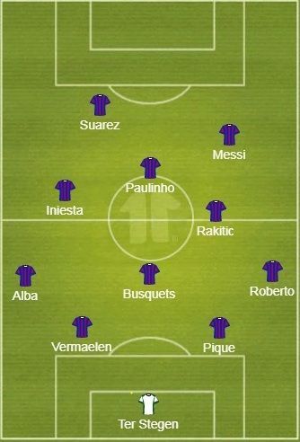 Barcelona starting eleven (4-4-2 diamond)